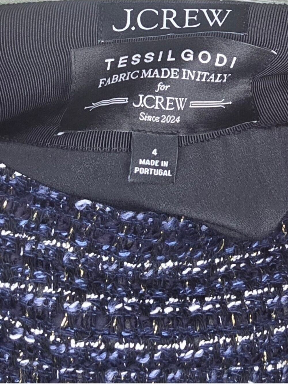 J.Crew Tessilgod Italian Tweed Mini Skirt 4 Navy Quiet Luxury - Picture 11 of 14